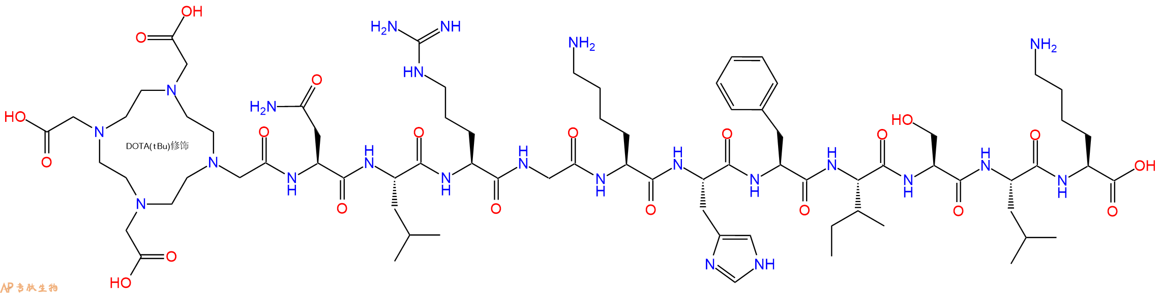 专肽生物产品DOTA-Asn-Leu-Arg-Gly-Lys-His-Phe-Ile-Ser-Leu-Lys-OH