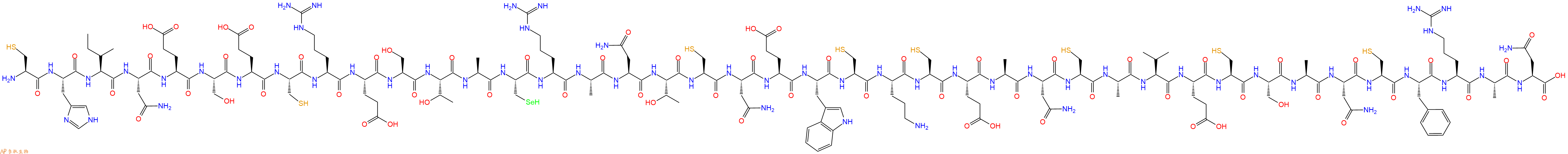 专肽生物产品H2N-Cys-His-Ile-Asn-Glu-Ser-Glu-Cys-Arg-Glu-Ser-Thr-Ala-Sec-Arg-Ala-Asn-Thr-Cys-Asn-Glu-Trp-Cys-Orn-Cys-Glu-Ala-Asn-Cys-Ala-Val-Glu-Cys-Ser-Ala-Asn-Cys-Phe-Arg-Ala-Asn-OH