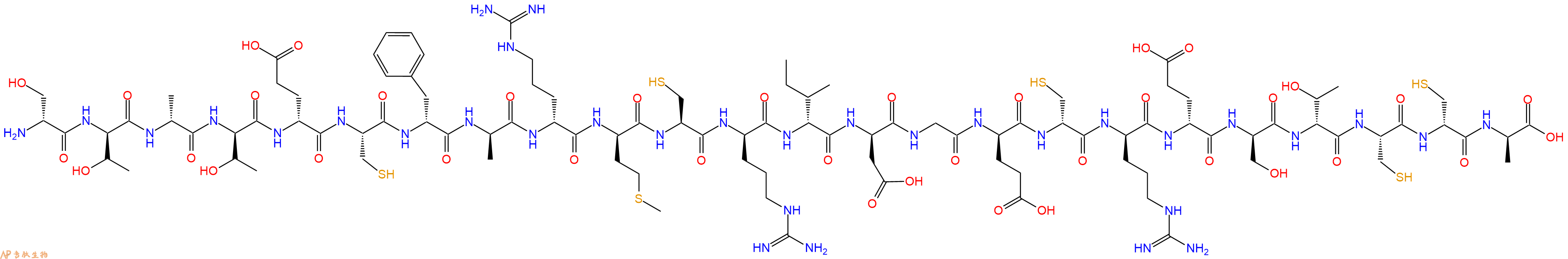 专肽生物产品H2N-DSer-DThr-DAla-DThr-DGlu-Cys-DPhe-DAla-DArg-DMet-Cys-DArg-DIle-DAsp-Gly-DGlu-DCys-DArg-DGlu-DSer-DThr-Cys-DCys-DAla-OH
