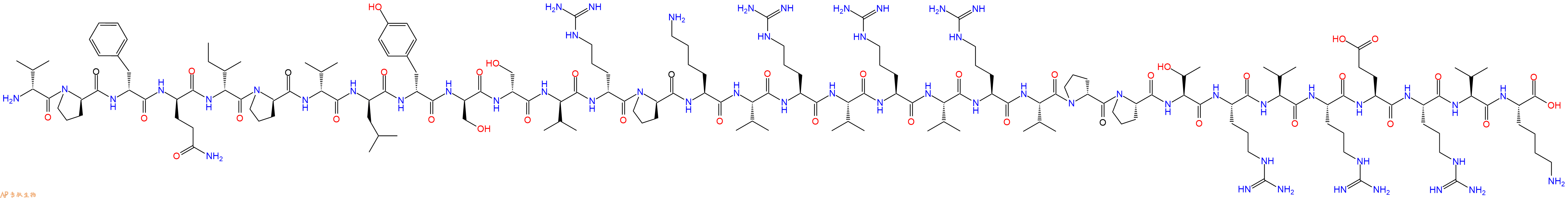 专肽生物产品H2N-DVal-DPro-DPhe-DGln-DIle-DPro-DVal-DLeu-DTyr-DSer-DSer-DVal-DArg-DPro-Lys-Val-Arg-Val-Arg-Val-Arg-Val-DPro-Pro-Thr-Arg-Val-Arg-Glu-Arg-Val-Lys-OH