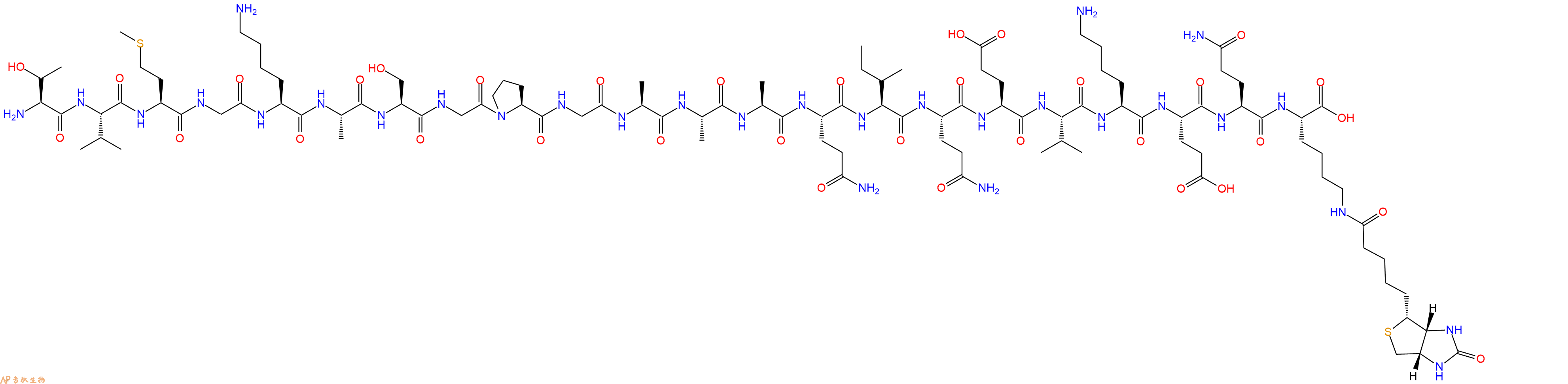 专肽生物产品H2N-Thr-Val-Met-Gly-Lys-Ala-Ser-Gly-Pro-Gly-Ala-Ala-Ala-Gln-Ile-Gln-Glu-Val-Lys-Glu-Gln-Lys(Biotin)-OH