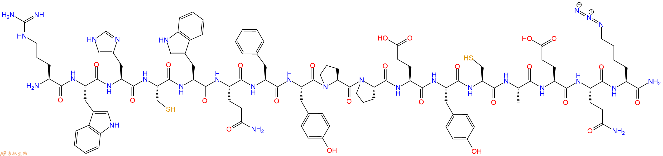 专肽生物产品H2N-Arg-Trp-His-Cys-Trp-Gln-Phe-Tyr-Pro-Pro-Glu-Tyr-Cys-Ala-Glu-Gln-Lys(N3)-CONH2