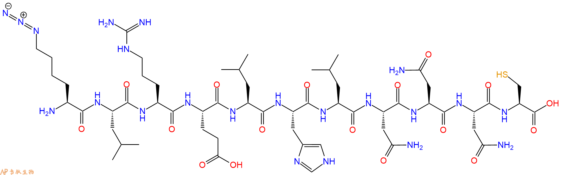 专肽生物产品H2N-Lys(N3)-Leu-Arg-Glu-Leu-His-Leu-Asn-Asn-Asn-Cys-OH