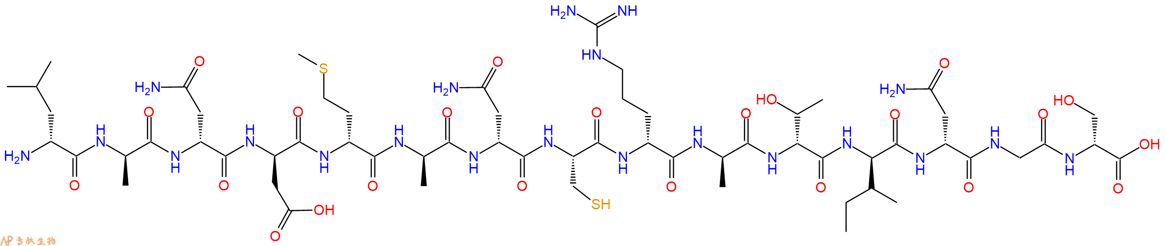 专肽生物产品H2N-DLeu-DAla-DAsn-DAsp-DMet-DAla-DAsn-Cys-DArg-DAla-DThr-DIle-DAsn-Gly-DSer-OH