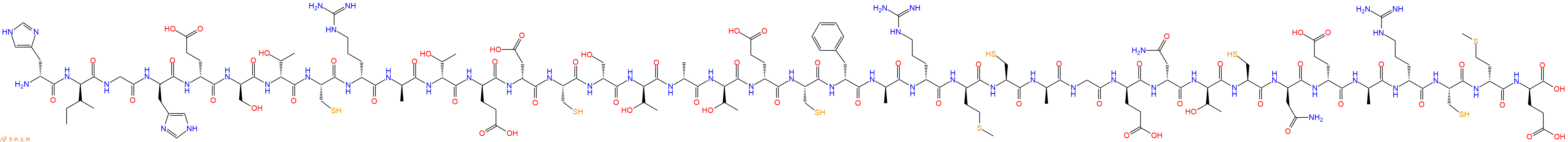 专肽生物产品H2N-DHis-DIle-Gly-DHis-DGlu-DSer-DThr-Cys-DArg-DAla-DThr-DGlu-DAsp-Cys-DSer-DThr-DAla-DThr-DGlu-Cys-DPhe-DAla-DArg-DMet-Cys-DAla-Gly-DGlu-DAsn-DThr-Cys-DAsn-DGlu-DAla-DArg-Cys-DMet-DGlu-OH