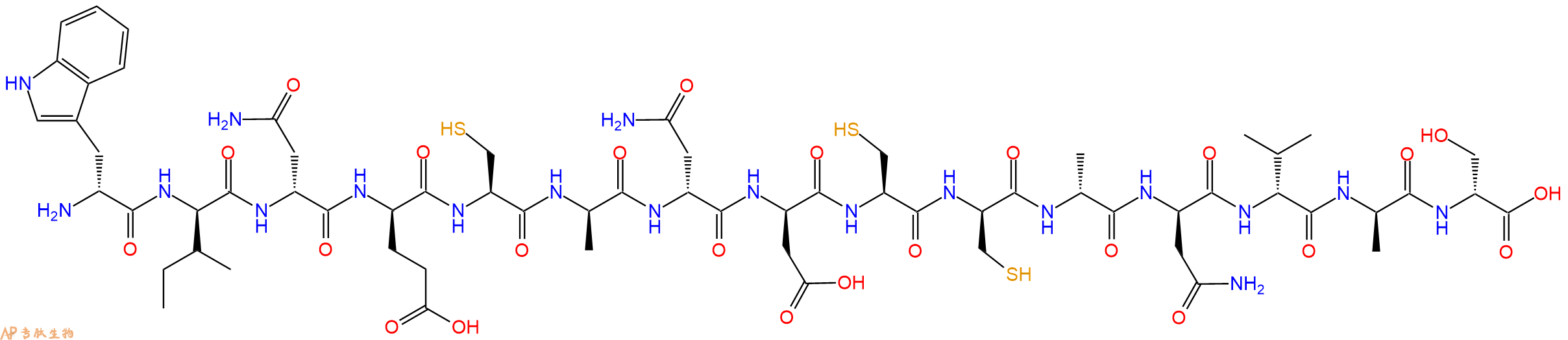 专肽生物产品H2N-DTrp-DIle-DAsn-DGlu-Cys-DAla-DAsn-DAsp-Cys-DCys-DAla-DAsn-DVal-DAla-DSer-OH