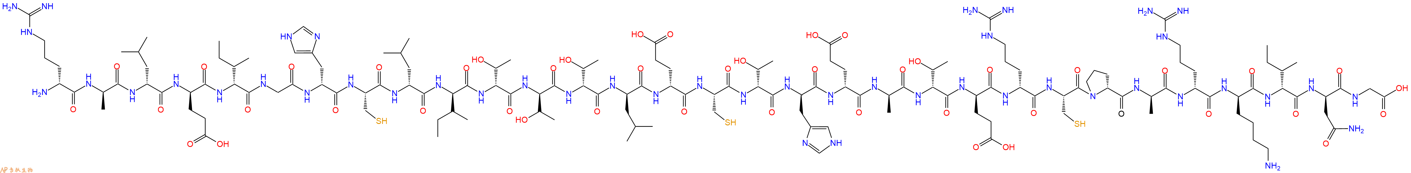 专肽生物产品H2N-DArg-DAla-DLeu-DGlu-DIle-Gly-DHis-Cys-DLeu-DIle-DThr-DThr-DThr-DLeu-DGlu-Cys-DThr-DHis-DGlu-DAla-DThr-DGlu-DArg-Cys-DPro-DAla-DArg-DLys-DIle-DAsn-Gly-OH