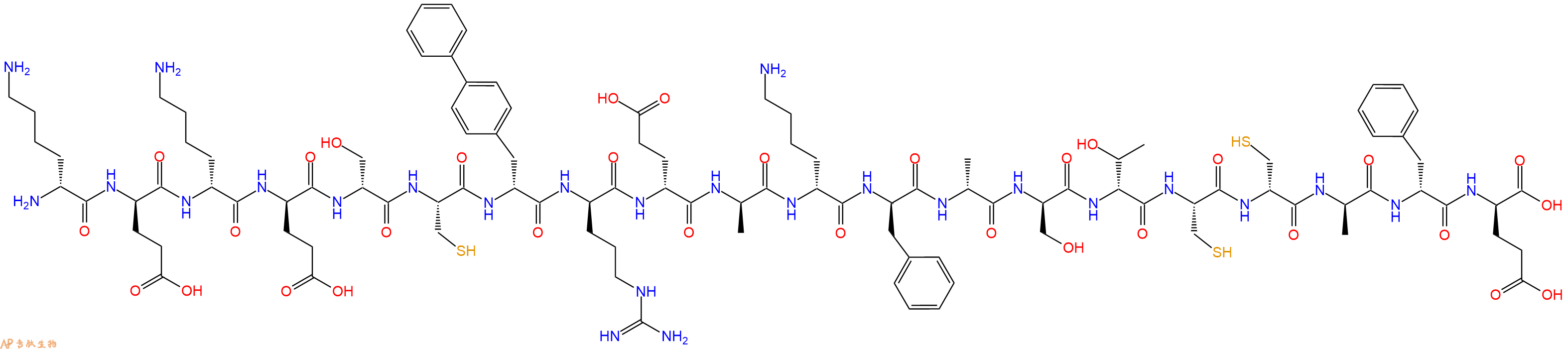 专肽生物产品H2N-DLys-DGlu-DLys-DGlu-DSer-Cys-DBip-DArg-DGlu-DAla-DLys-DPhe-DAla-DSer-DThr-Cys-DCys-DAla-DPhe-DGlu-OH