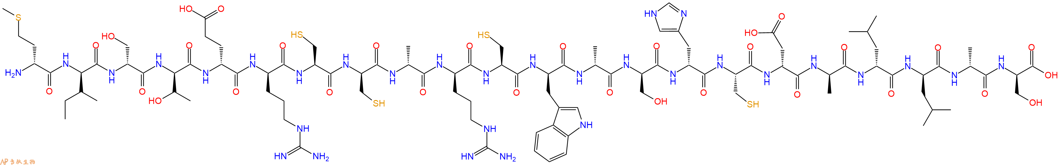 专肽生物产品H2N-DMet-DIle-DSer-DThr-DGlu-DArg-Cys-DCys-DAla-DArg-Cys-DTrp-DAla-DSer-DHis-Cys-DAsp-DAla-DLeu-DLeu-DAla-DSer-OH