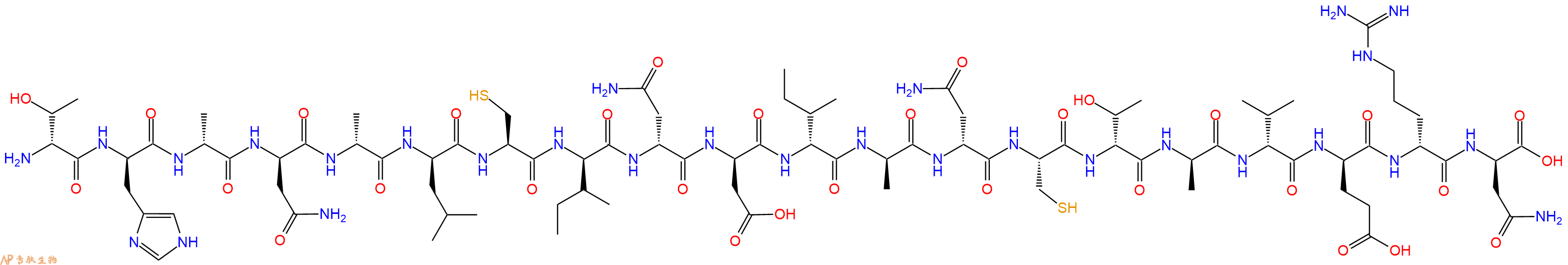 专肽生物产品H2N-DThr-DHis-DAla-DAsn-DAla-DLeu-Cys-DIle-DAsn-DAsp-DIle-DAla-DAsn-Cys-DThr-DAla-DVal-DGlu-DArg-DAsn-OH