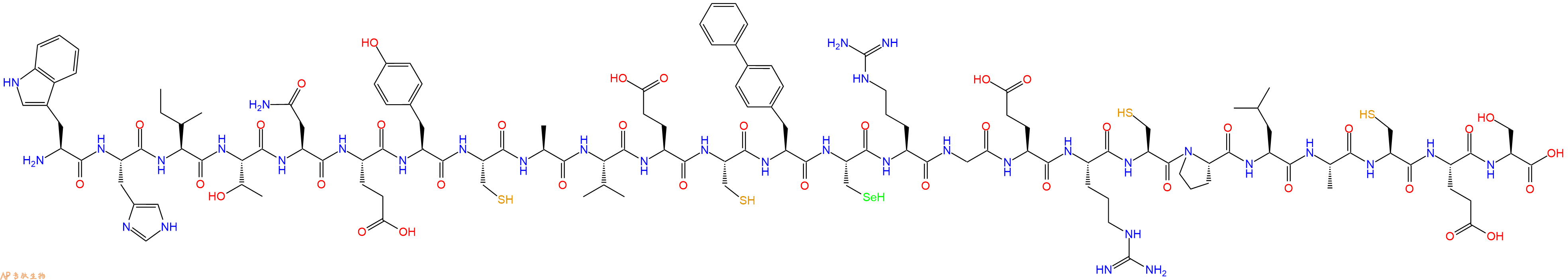 专肽生物产品H2N-Trp-His-Ile-Thr-Asn-Glu-Tyr-Cys-Ala-Val-Glu-Cys-Bip-Sec-Arg-Gly-Glu-Arg-Cys-Pro-Leu-Ala-Cys-Glu-Ser-OH