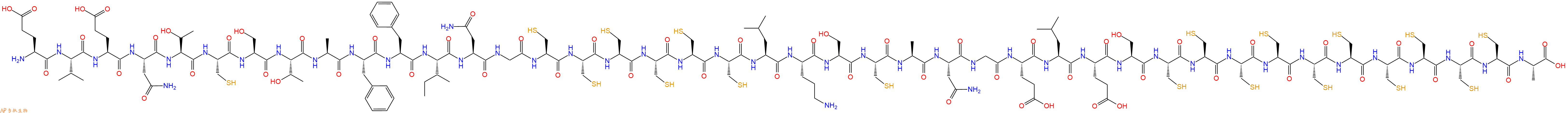 专肽生物产品H2N-Glu-Val-Glu-Asn-Thr-Cys-Ser-Thr-Ala-Phe-Phe-Ile-Asn-Gly-Cys-Cys-Cys-Cys-Cys-Cys-Leu-Orn-Ser-Cys-Ala-Asn-Gly-Glu-Leu-Glu-Ser-Cys-Cys-Cys-Cys-Cys-Cys-Cys-Cys-Cys-Cys-Ala-OH