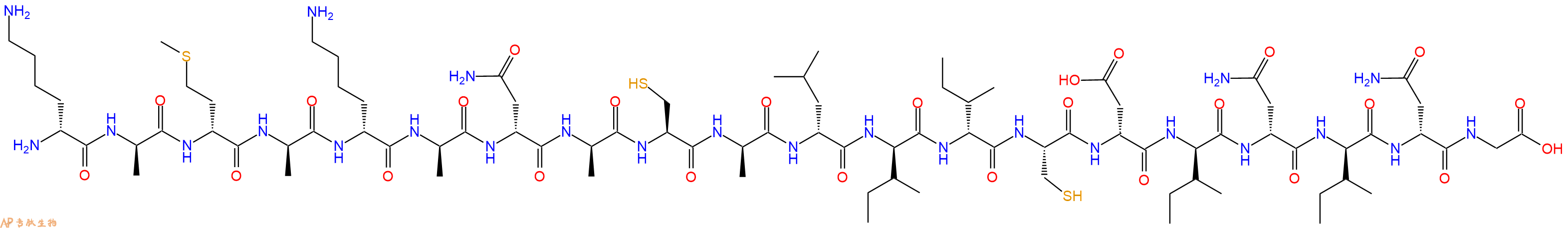 专肽生物产品H2N-DLys-DAla-DMet-DAla-DLys-DAla-DAsn-DAla-Cys-DAla-DLeu-DIle-DIle-Cys-DAsp-DIle-DAsn-DIle-DAsn-Gly-OH