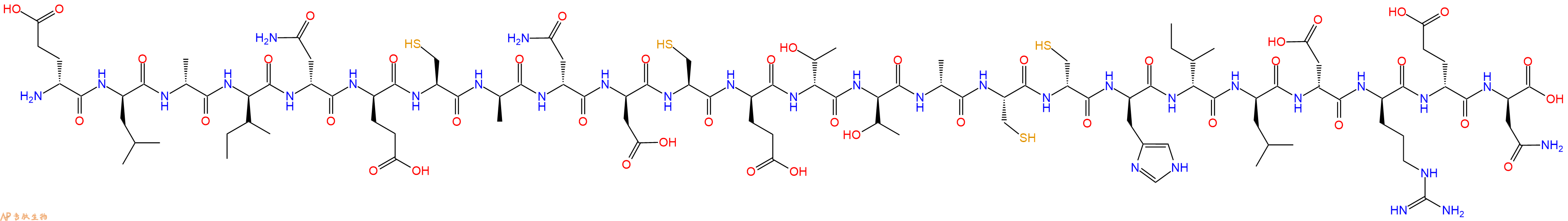 专肽生物产品H2N-DGlu-DLeu-DAla-DIle-DAsn-DGlu-Cys-DAla-DAsn-DAsp-Cys-DGlu-DThr-DThr-DAla-Cys-DCys-DHis-DIle-DLeu-DAsp-DArg-DGlu-DAsn-OH