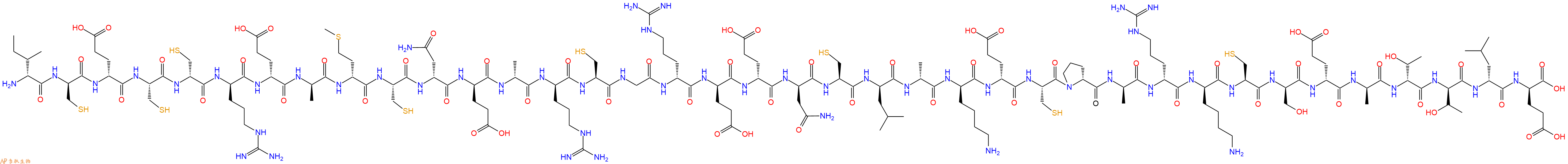 专肽生物产品H2N-DIle-DCys-DGlu-Cys-DCys-DArg-DGlu-DAla-DMet-Cys-DAsn-DGlu-DAla-DArg-Cys-Gly-DArg-DGlu-DGlu-DAsn-Cys-DLeu-DAla-DLys-DGlu-Cys-DPro-DAla-DArg-DLys-Cys-DSer-DGlu-DAla-DThr-DThr-DLeu-DGlu-OH