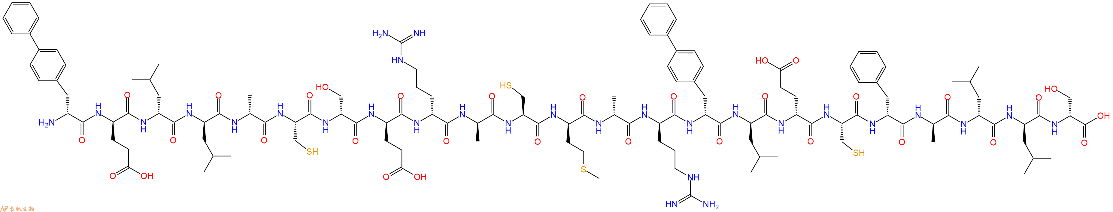 专肽生物产品H2N-DBip-DGlu-DLeu-DLeu-DAla-Cys-DSer-DGlu-DArg-DAla-Cys-DMet-DAla-DArg-DBip-DLeu-DGlu-Cys-DPhe-DAla-DLeu-DLeu-DSer-OH