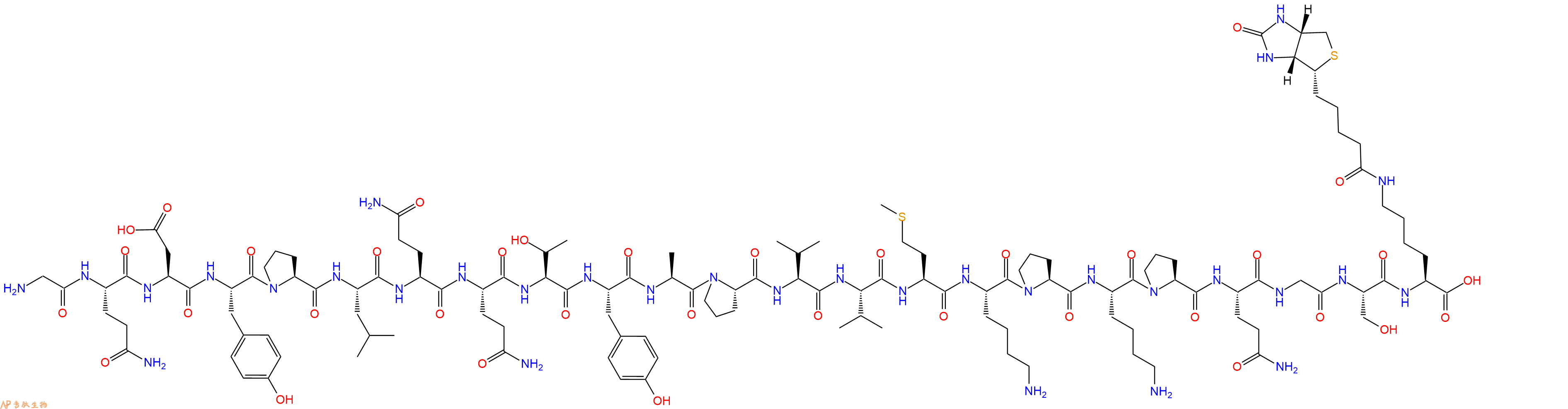 专肽生物产品H2N-Gly-Gln-Asp-Tyr-Pro-Leu-Gln-Gln-Thr-Tyr-Ala-Pro-Val-Val-Met-Lys-Pro-Lys-Pro-Gln-Gly-Ser-Lys(Biotin)-OH