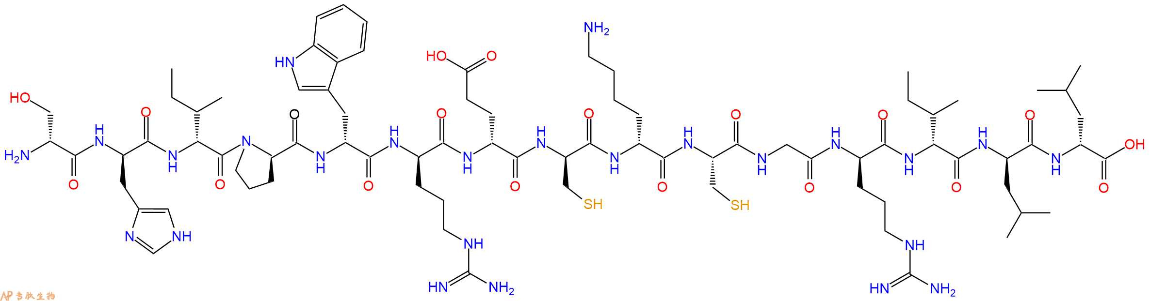 专肽生物产品H2N-DSer-DHis-DIle-DPro-DTrp-DArg-DGlu-DCys-DLys-Cys-Gly-DArg-DIle-DLeu-DLeu-OH