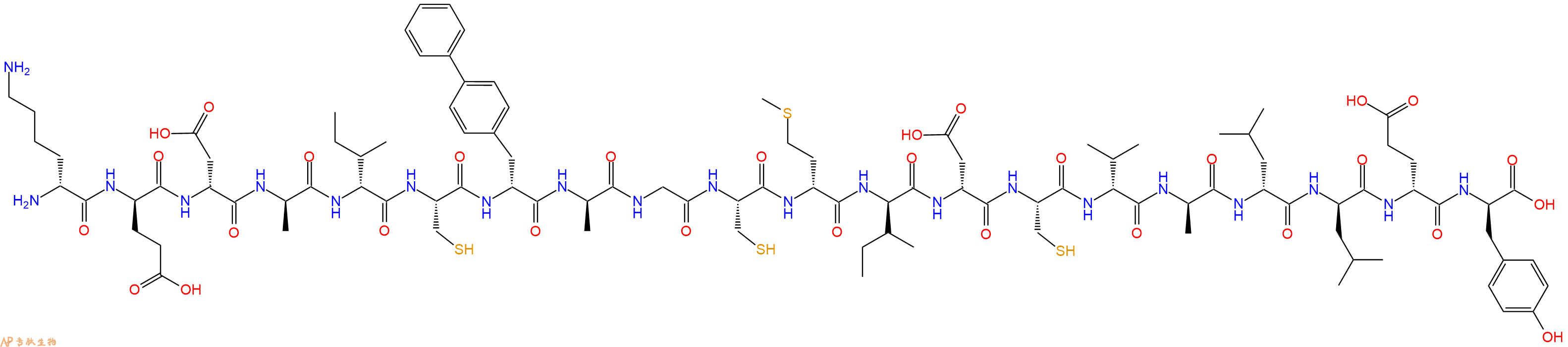 专肽生物产品H2N-DLys-DGlu-DAsp-DAla-DIle-Cys-DBip-DAla-Gly-Cys-DMet-DIle-DAsp-Cys-DVal-DAla-DLeu-DLeu-DGlu-DTyr-OH