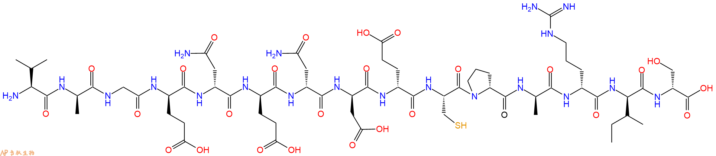 专肽生物产品H2N-Val-DAla-Gly-DGlu-DAsn-DGlu-DAsn-DAsp-DGlu-Cys-DPro-DAla-DArg-DIle-DSer-OH