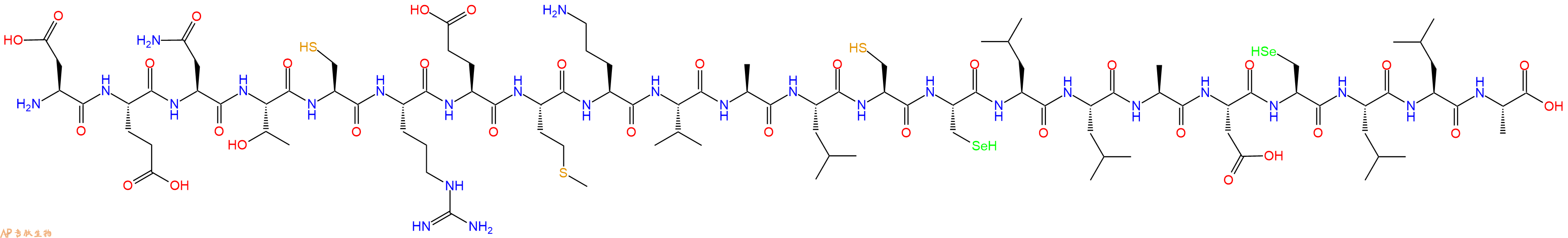 专肽生物产品H2N-Asp-Glu-Asn-Thr-Cys-Arg-Glu-Met-Orn-Val-Ala-Leu-Cys-Sec-Leu-Leu-Ala-Asp-Sec-Leu-Leu-Ala-OH