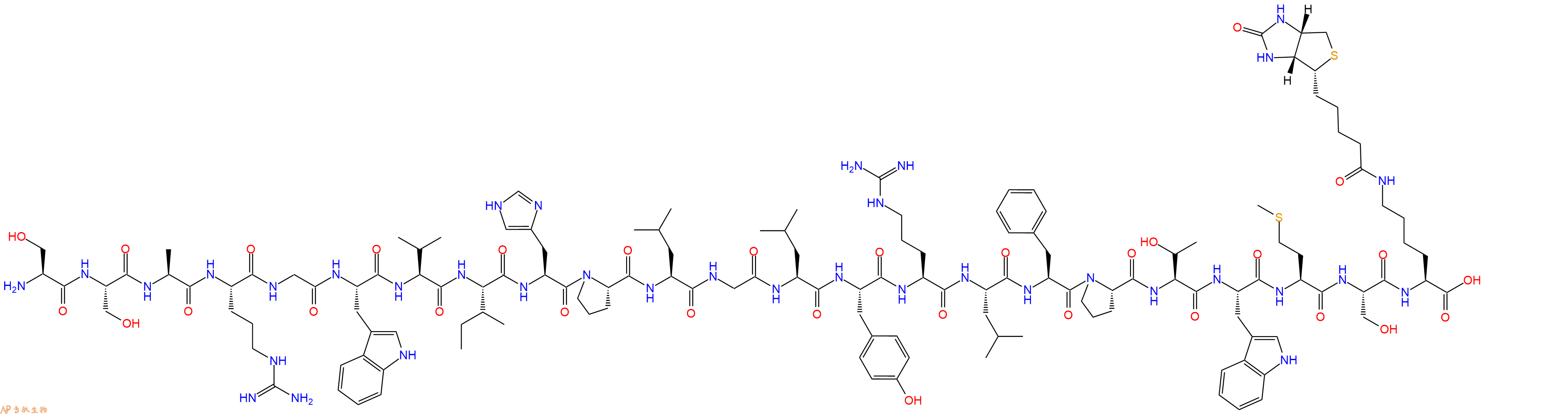 专肽生物产品H2N-Ser-Ser-Ala-Arg-Gly-Trp-Val-Ile-His-Pro-Leu-Gly-Leu-Tyr-Arg-Leu-Phe-Pro-Thr-Trp-Met-Ser-Lys(Biotin)-OH