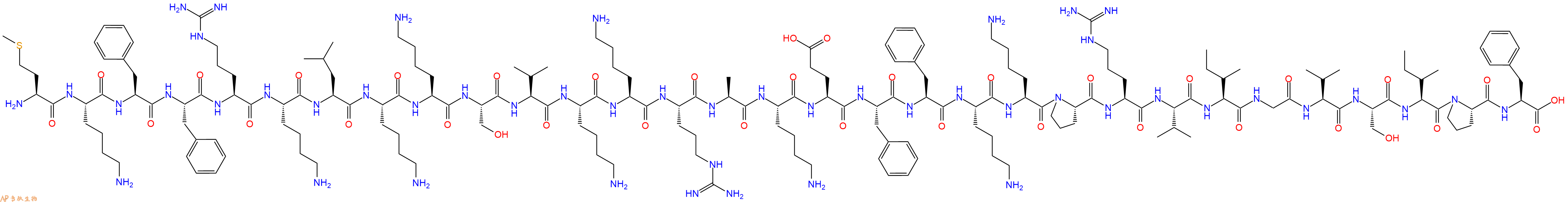 专肽生物产品H2N-Met-Lys-Phe-Phe-Arg-Lys-Leu-Lys-Lys-Ser-Val-Lys-Lys-Arg-Ala-Lys-Glu-Phe-Phe-Lys-Lys-Pro-Arg-Val-Ile-Gly-Val-Ser-Ile-Pro-Phe-OH