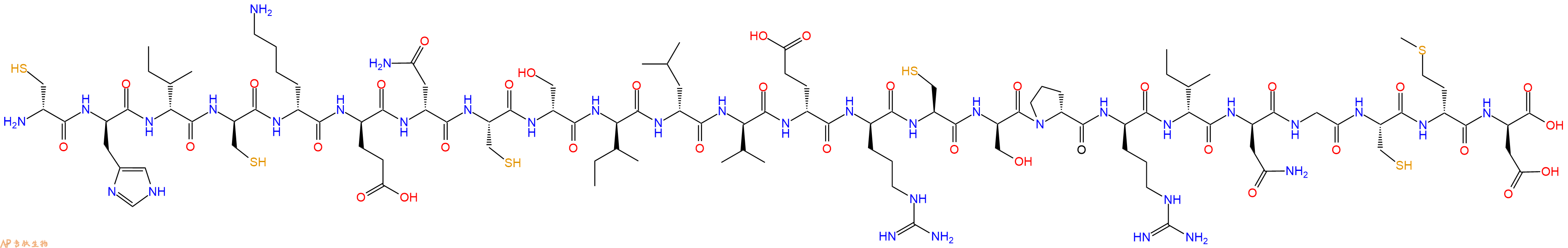 专肽生物产品H2N-DCys-DHis-DIle-DCys-DLys-DGlu-DAsn-Cys-DSer-DIle-DLeu-DVal-DGlu-DArg-Cys-DSer-DPro-DArg-DIle-DAsn-Gly-Cys-DMet-DAsp-OH