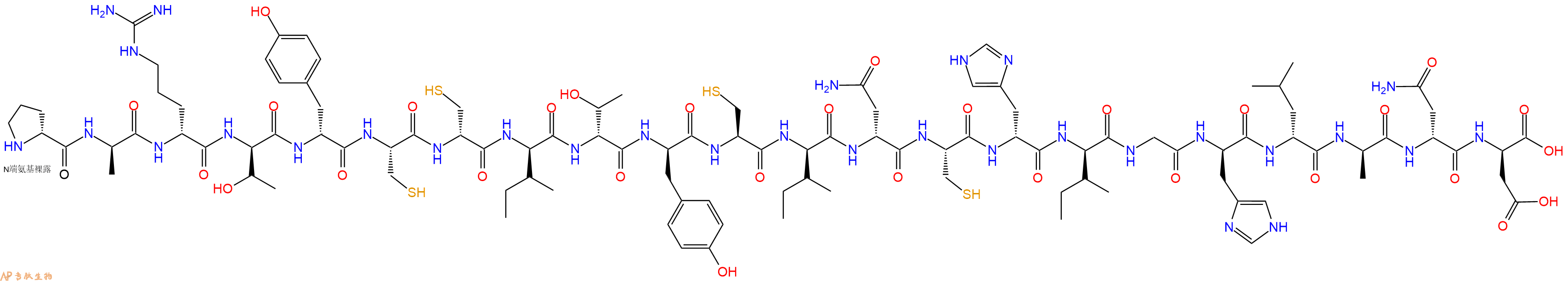 专肽生物产品H2N-DPro-DAla-DArg-DThr-DTyr-Cys-DCys-DIle-DThr-DTyr-Cys-DIle-DAsn-Cys-DHis-DIle-Gly-DHis-DLeu-DAla-DAsn-DAsp-OH