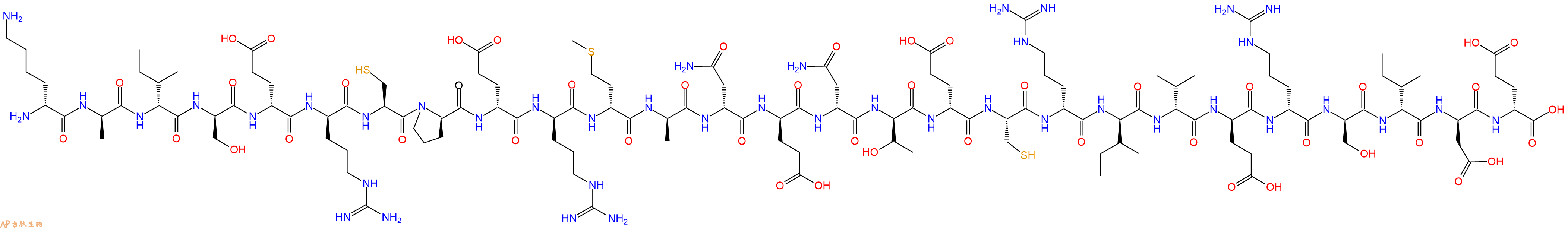 专肽生物产品H2N-DLys-DAla-DIle-DSer-DGlu-DArg-Cys-DPro-DGlu-DArg-DMet-DAla-DAsn-DGlu-DAsn-DThr-DGlu-Cys-DArg-DIle-DVal-DGlu-DArg-DSer-DIle-DAsp-DGlu-OH