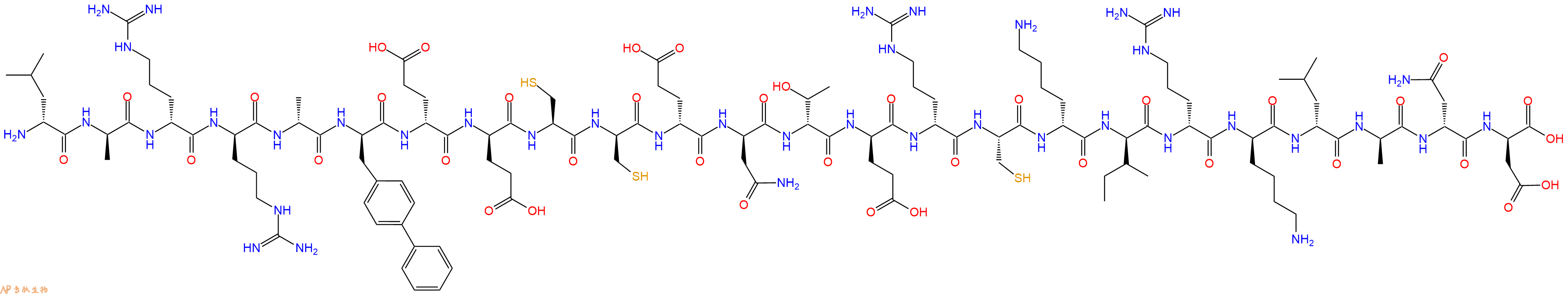 专肽生物产品H2N-DLeu-DAla-DArg-DArg-DAla-DBip-DGlu-DGlu-Cys-DCys-DGlu-DAsn-DThr-DGlu-DArg-Cys-DLys-DIle-DArg-DLys-DLeu-DAla-DAsn-DAsp-OH