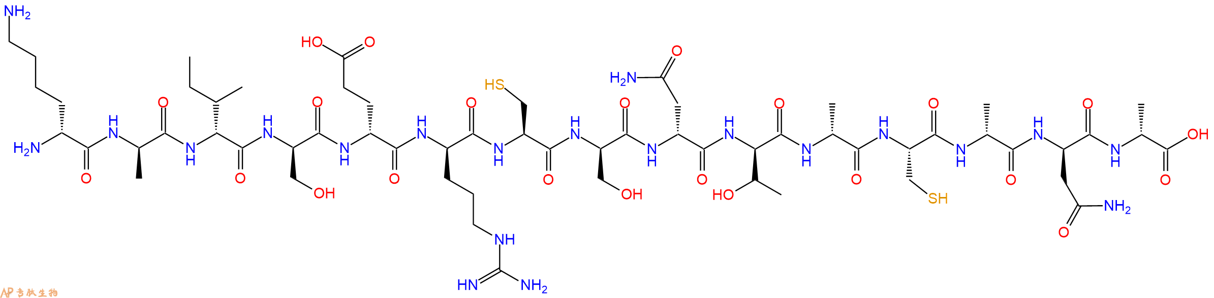 专肽生物产品H2N-DLys-DAla-DIle-DSer-DGlu-DArg-Cys-DSer-DAsn-DThr-DAla-Cys-DAla-DAsn-DAla-OH