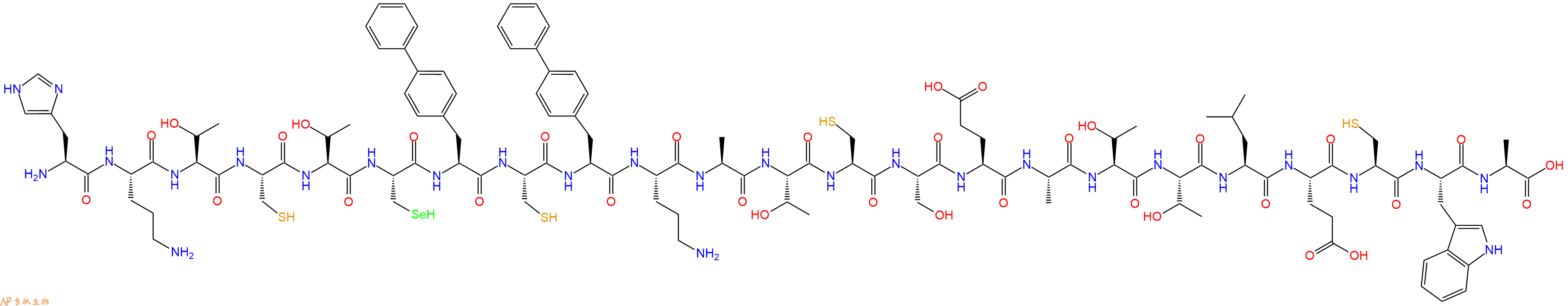专肽生物产品H2N-His-Orn-Thr-Cys-Thr-Sec-Bip-Cys-Bip-Orn-Ala-Thr-Cys-Ser-Glu-Ala-Thr-Thr-Leu-Glu-Cys-Trp-Ala-OH