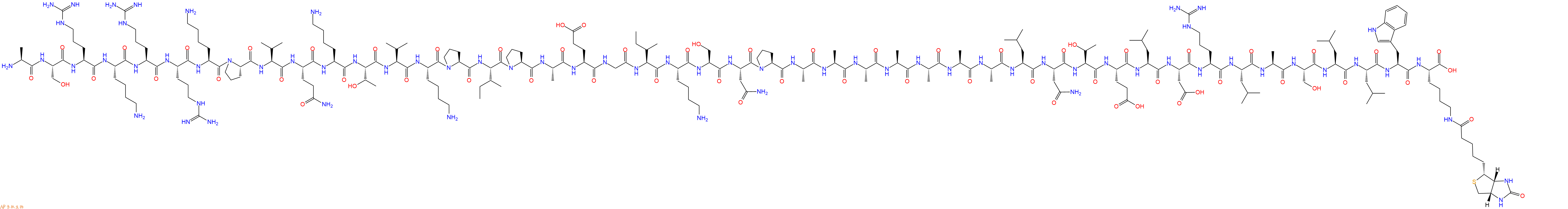 专肽生物产品H2N-Ala-Ser-Arg-Lys-Arg-Arg-Lys-Pro-Val-Gln-Lys-Thr-Val-Lys-Pro-Ile-Pro-Ala-Glu-Gly-Ile-Lys-Ser-Asn-Pro-Ala-Ala-Ala-Ala-Ala-Ala-Ala-Leu-Asn-Thr-Glu-Leu-Asp-Arg-Leu-Ala-Ser-Leu-Leu-Trp-Lys(Biotin)-OH