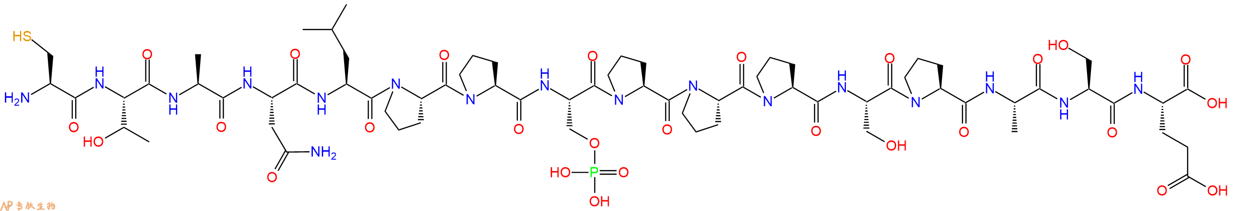 专肽生物产品H2N-Cys-Thr-Ala-Asn-Leu-Pro-Pro-Ser(PO3H2)-Pro-Pro-Pro-Ser-Pro-Ala-Ser-Glu-OH