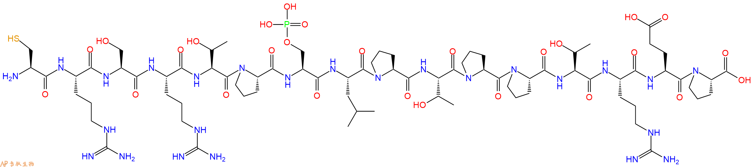 专肽生物产品H2N-Cys-Arg-Ser-Arg-Thr-Pro-Ser(PO3H2)-Leu-Pro-Thr-Pro-Pro-Thr-Arg-Glu-Pro-OH
