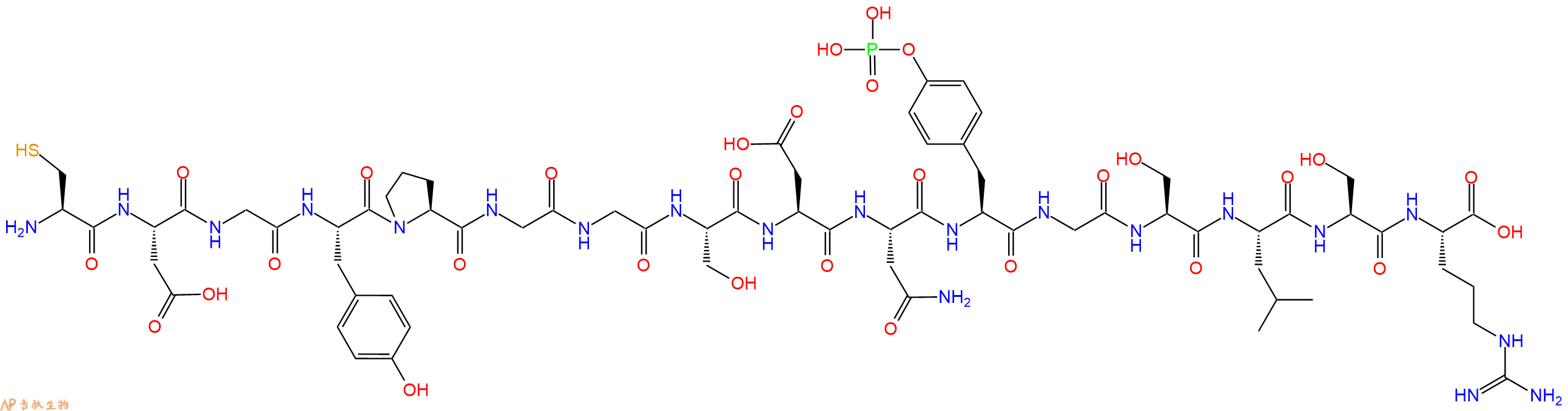 专肽生物产品H2N-Cys-Asp-Gly-Tyr-Pro-Gly-Gly-Ser-Asp-Asn-Tyr(PO3H2)-Gly-Ser-Leu-Ser-Arg-OH