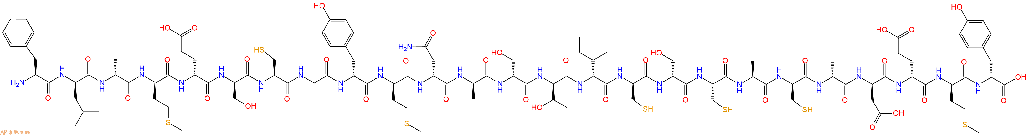 专肽生物产品H2N-Phe-DLeu-DAla-DMet-DGlu-DSer-Cys-Gly-DTyr-DMet-DAsn-DAla-DSer-DThr-DIle-DCys-DSer-Cys-Ala-DCys-DAla-DAsp-DGlu-DMet-DTyr-OH