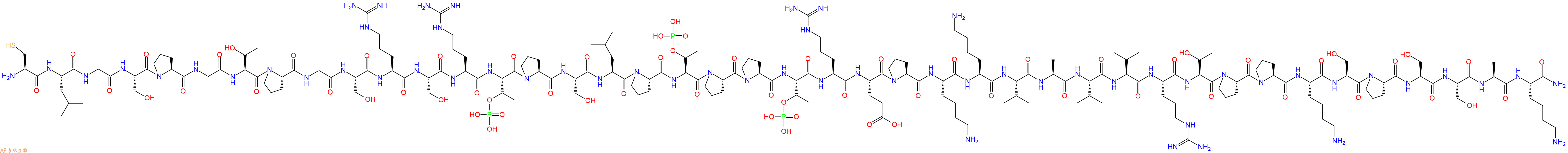 专肽生物产品H2N-Cys-Leu-Gly-Ser-Pro-Gly-Thr-Pro-Gly-Ser-Arg-Ser-Arg-pThr-Pro-Ser-Leu-Pro-pThr-Pro-Pro-pThr-Arg-Glu-Pro-Lys-Lys-Val-Ala-Val-Val-Arg-Thr-Pro-Pro-Lys-Ser-Pro-Ser-Ser-Ala-Lys-CONH2