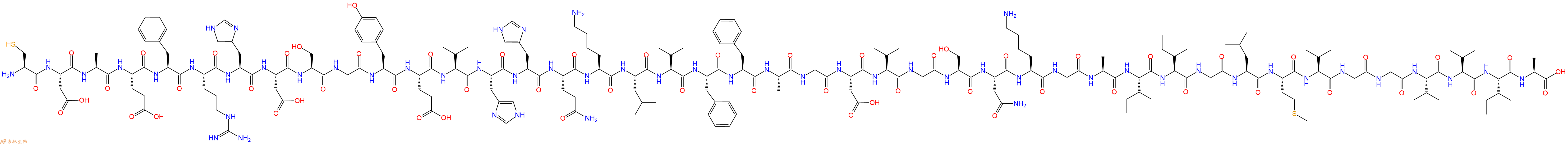 专肽生物产品H2N-Cys-Asp-Ala-Glu-Phe-Arg-His-Asp-Ser-Gly-Tyr-Glu-Val-His-His-Gln-Lys-Leu-Val-Phe-Phe-Ala-Gly-Asp-Val-Gly-Ser-Asn-Lys-Gly-Ala-Ile-Ile-Gly-Leu-Met-Val-Gly-Gly-Val-Val-Ile-Ala-OH