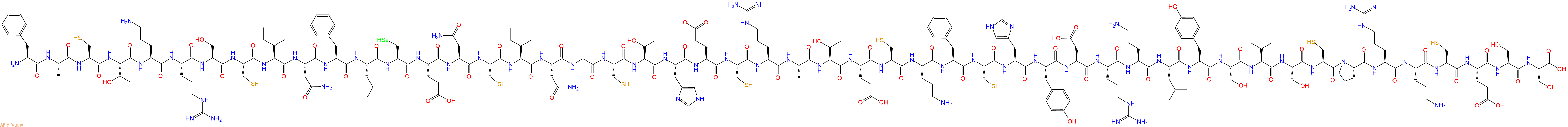 专肽生物产品H2N-Phe-Ala-Cys-Thr-Orn-Arg-Ser-Cys-Ile-Asn-Phe-Leu-Sec-Glu-Asn-Cys-Ile-Asn-Gly-Cys-Thr-His-Glu-Cys-Arg-Ala-Thr-Glu-Cys-Orn-Phe-Cys-His-Tyr-Asp-Arg-Orn-Leu-Tyr-Ser-Ile-Ser-Cys-Pro-Arg-Orn-Cys-Glu-Ser-Ser-OH