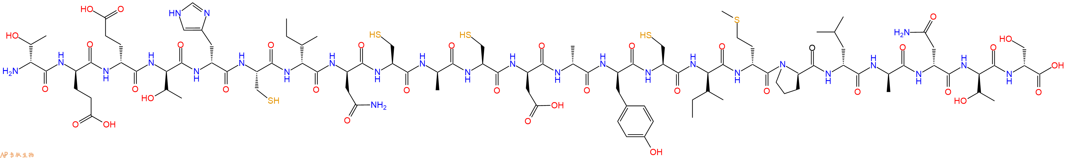 专肽生物产品H2N-DThr-DGlu-DGlu-DThr-DHis-Cys-DIle-DAsn-Cys-DAla-Cys-DAsp-DAla-DTyr-Cys-DIle-DMet-DPro-DLeu-DAla-DAsn-DThr-DSer-OH