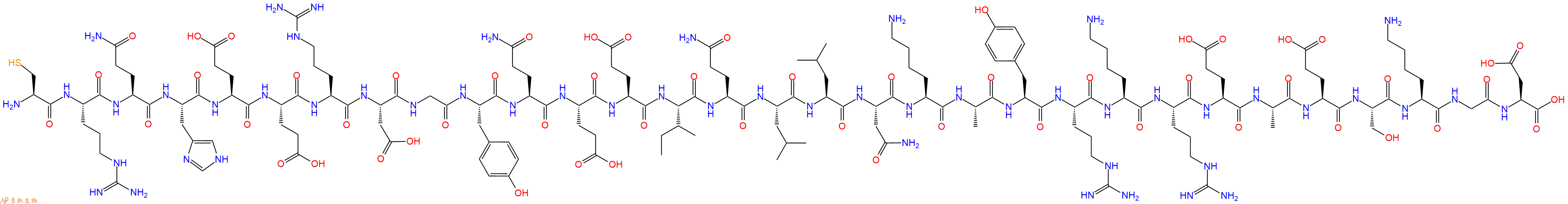 专肽生物产品H2N-Cys-Arg-Gln-His-Glu-Glu-Arg-Asp-Gly-Tyr-Gln-Glu-Glu-Ile-Gln-Leu-Leu-Asn-Lys-Ala-Tyr-Arg-Lys-Arg-Glu-Ala-Glu-Ser-Lys-Gly-Asp-OH