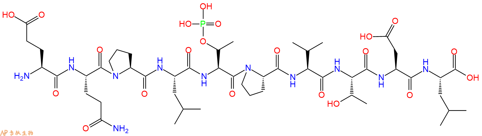 专肽生物产品H2N-Glu-Gln-Pro-Leu-pThr-Pro-Val-Thr-Asp-Leu-OH