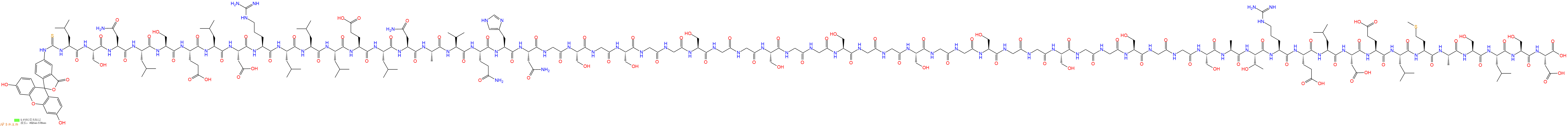 专肽生物产品5FITC-Leu-Ser-Asn-Leu-Ser-Glu-Leu-Asp-Arg-Leu-Leu-Leu-Glu-Leu-Asn-Ala-Val-Gln-His-Asn-Gly-Ser-Gly-Ser-Gly-Gly-Ser-Gly-Gly-Ser-Gly-Gly-Ser-Gly-Gly-Ser-Gly-Gly-Ser-Gly-Gly-Ser-Gly-Gly-Ser-Gly-Gly-Ser-Ala-Thr-Arg-Glu-Leu-Asp-Glu-Leu-Met-Ala-Ser-Leu-Ser-Asp-OH