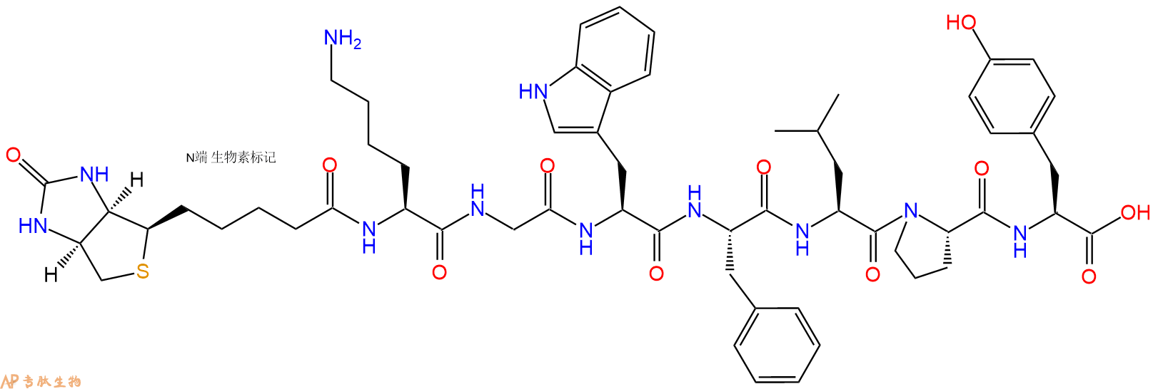 专肽生物产品Biotinyl-Lys-Gly-Trp-Phe-Leu-Pro-Tyr-OH