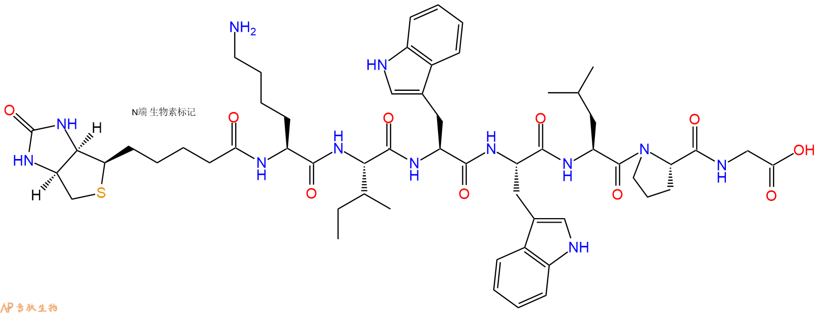 专肽生物产品Biotinyl-Lys-Ile-Trp-Trp-Leu-Pro-Gly-OH