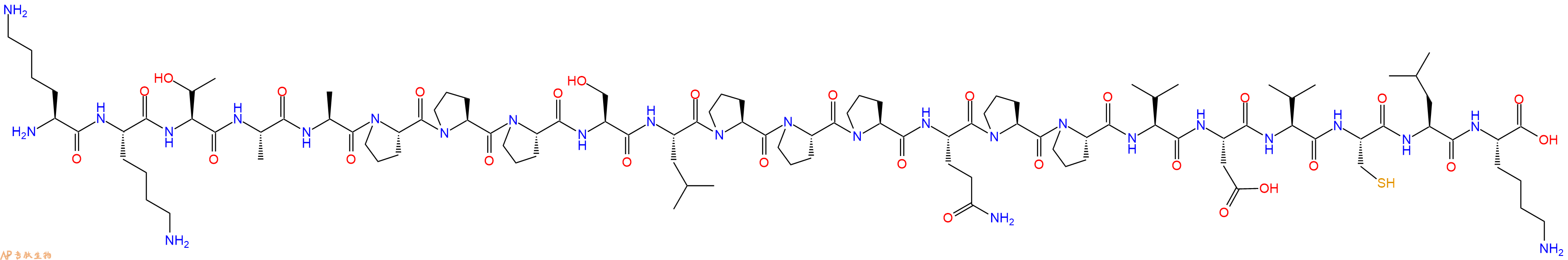 专肽生物产品H2N-Lys-Lys-Thr-Ala-Ala-Pro-Pro-Pro-Ser-Leu-Pro-Pro-Pro-Gln-Pro-Pro-Val-Asp-Val-Cys-Leu-Lys-OH