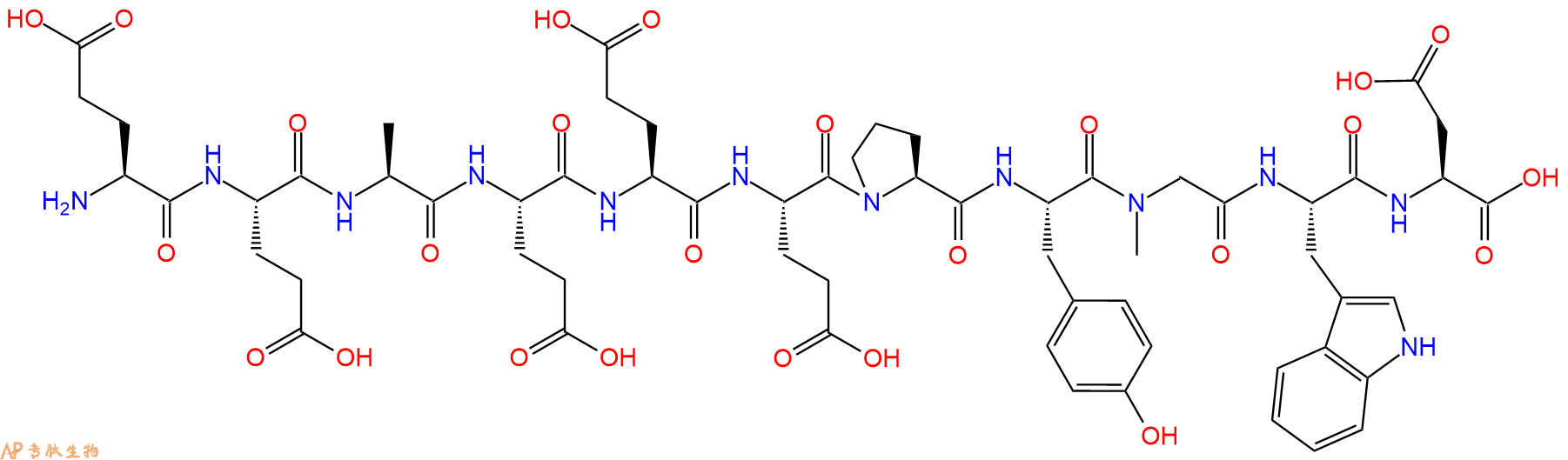 专肽生物产品H2N-Glu-Glu-Ala-Glu-Glu-Glu-Pro-Tyr-Sar-Trp-Asp-OH