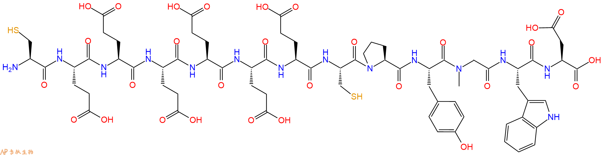 专肽生物产品H2N-Cys-Glu-Glu-Glu-Glu-Glu-Glu-Cys-Pro-Tyr-Sar-Trp-Asp-OH